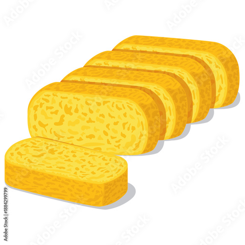 Tamagoyaki, layers of fried beaten eggs.