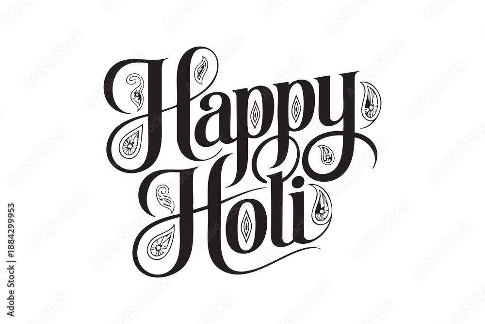 Fototapeta premium Happy Holi Typography Lettering Designs – Minimal Festive Calligraphy Text Art