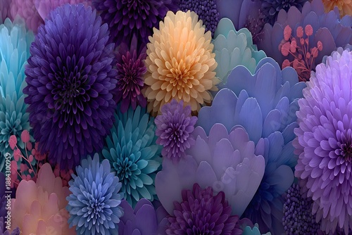 Vibrant Floral Patterns with Purple and Blue Blooms for Spring and Summer Prints