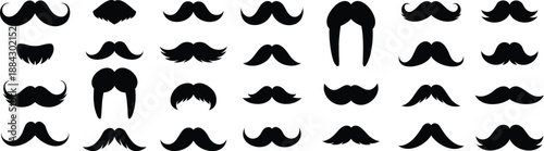 Graphic moustache silhouettes featuring classic and modern styles.