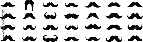 Moustache collection vector set.