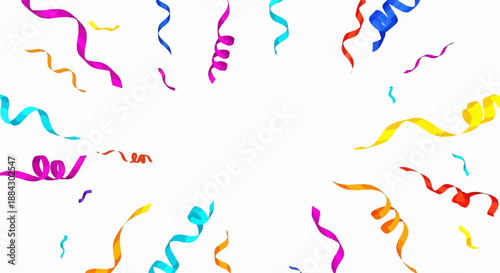 Abstract Festive Burst with Flowing Paper Streamers – Minimal Celebration Vector Background