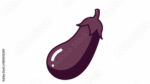 Illustration of a single ripe eggplant on a white background.