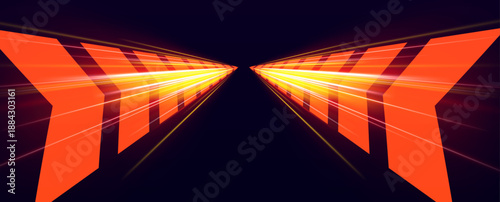 Smooth orange speed track creates a modern racing effect with vivid glow and flowing motion. Vector
