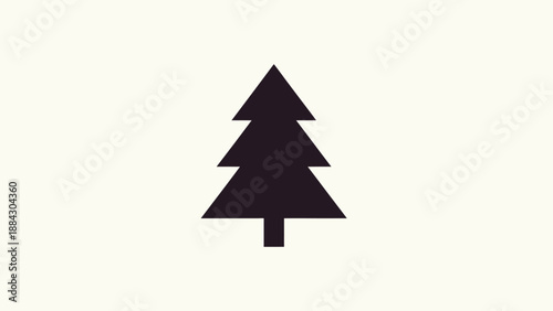 Simple Black Christmas Tree Icon.