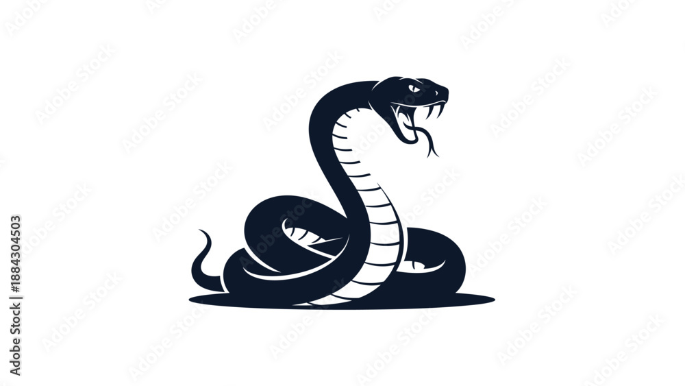 Fototapeta premium Stylized Black Cobra Snake Illustration.