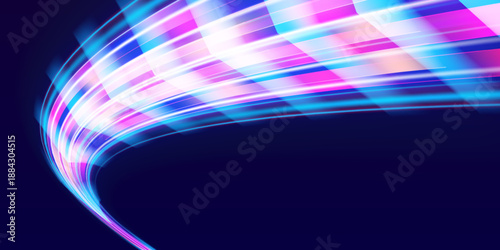 Liquid neon waves flow through a midnight backdrop. Electric hues enhance speed, power, and digital elegance. A dynamic abstract composition for tech art vector