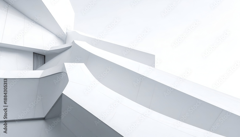 Obraz premium An abstract depiction of modern architecture featuring smooth, flowing white surfaces and lines