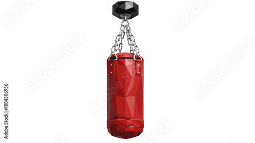 Geometric hanging punching bag with chains for fitness and training
