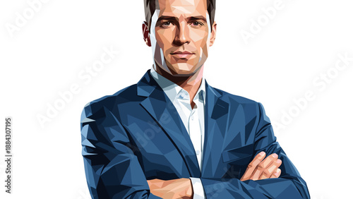 Geometric art style business professional portrait with folded arms