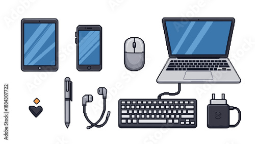 Pixel art electronics: digital gadgets and accessories