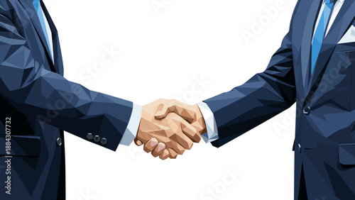 Low poly business handshake: polygonal style partnership
