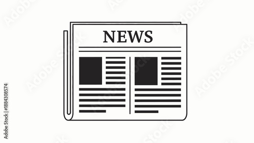 Newspaper icon, news symbol, information and communication concept.