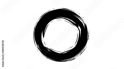 Black ink brush stroke circle symbol.