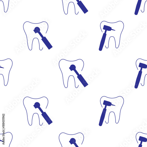 dentist tooth seamless pattern isolated on transparent background.