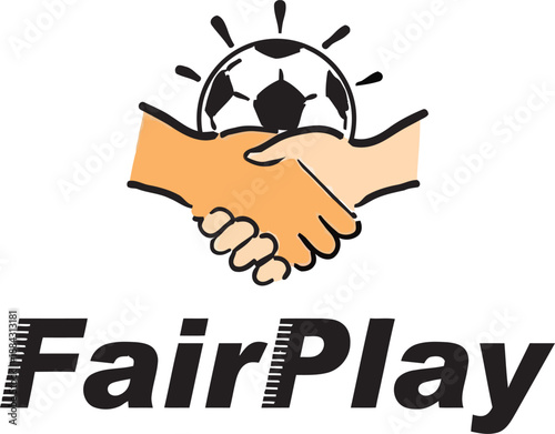 Football fair play concept with handshake and ball illustration