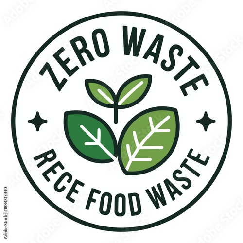 A circular logo promoting zero food waste and sustainability.
