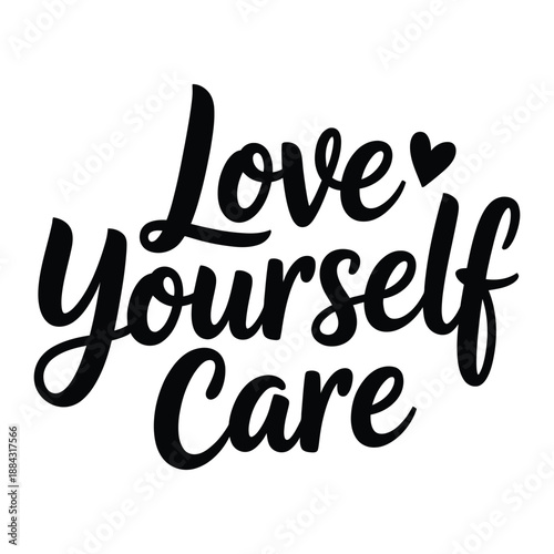 The words 'Love Yourself Care' are written in a stylized font with a small heart above the 'o' in love.