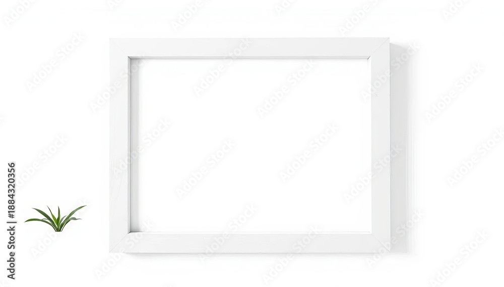 Fototapeta premium Clean white wooden picture frame isolated on white background, element, rectangle