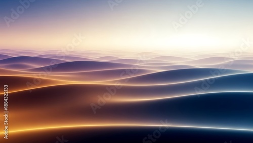Panel kuchenny z motywem Abstract Minimalist Landscape of Glowing Wavy Horizons in Golden and Deep Blue Atmospheric Light