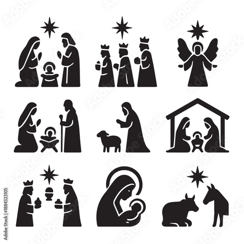 Nativity Scene Silhouettes Collection.eps