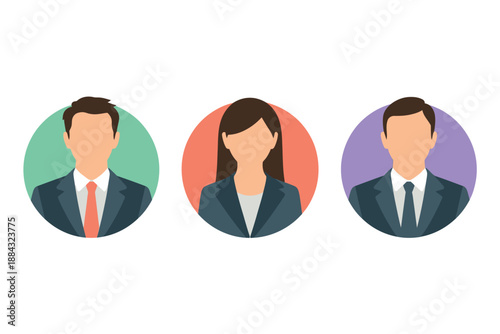 Colorful Business People Avatar Icons Set