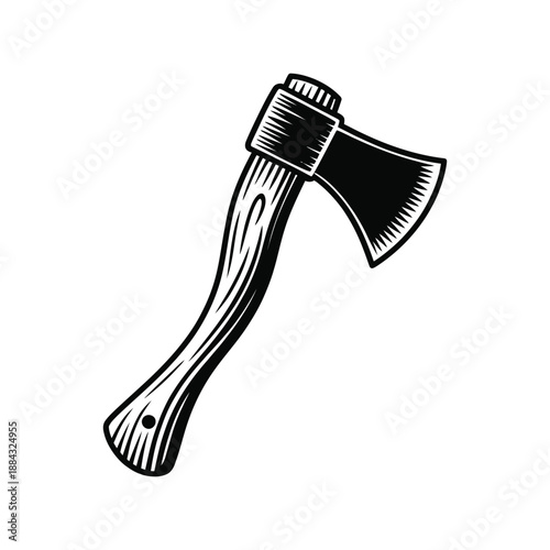 Axe Tool Black and White Vintage Line Art Illustration