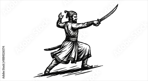 Chhatrapati Shivaji Maharaj. Maratha Empire King Vector Illustration