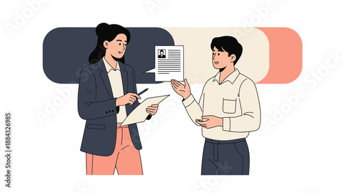 Job Interview Meeting, HR Manager Reviewing Resume, Candidate Explaining Skills