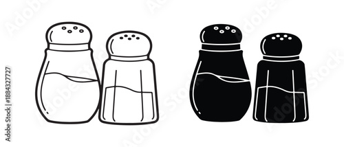 Salt and pepper shakers set in black and white illustration design