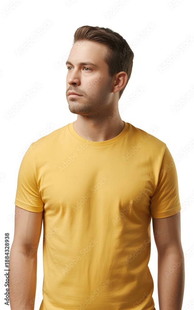 Fototapeta premium A man wearing a yellow shirt