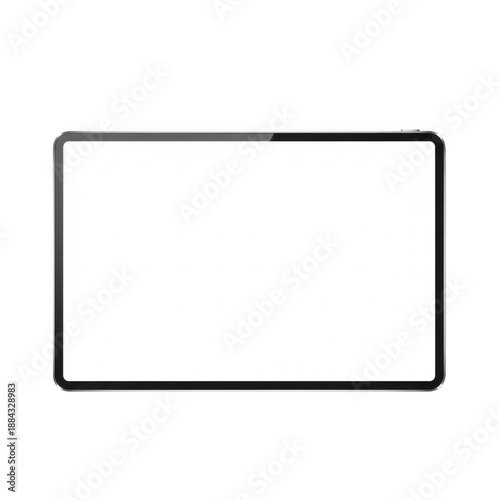Minimalist digital tablet with simple design isolated on transparent background