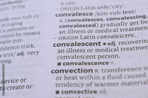 Fotografi Definition Of English Dictionary Close Up Of Word -  convalescent
