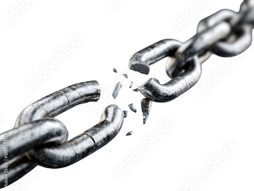 Broken chain segment isolated on transparent background