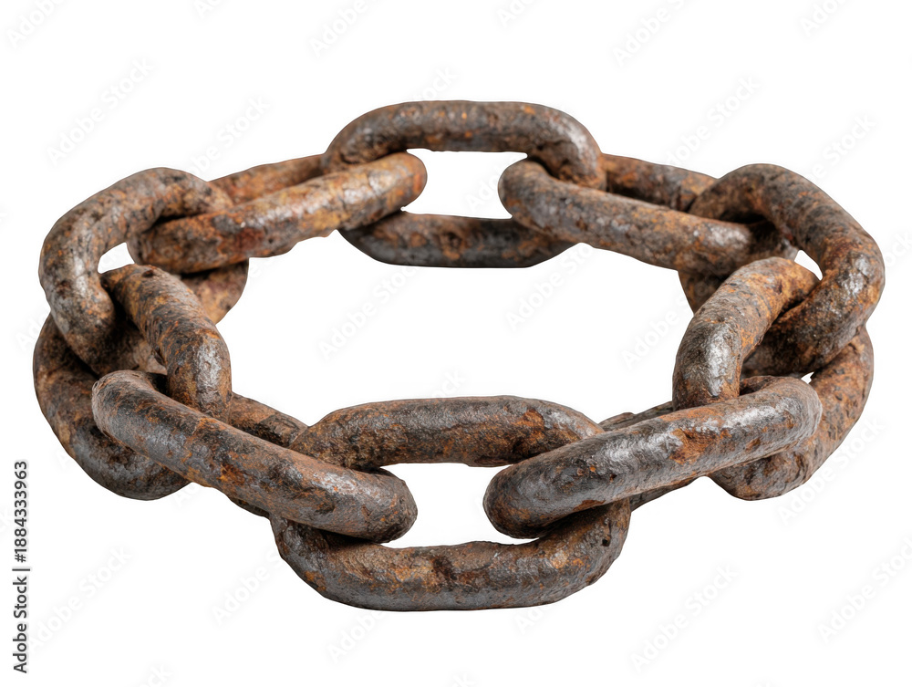 Fototapeta premium Rusty chain link isolated on transparent background