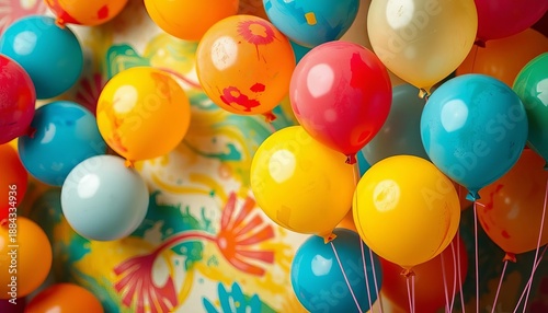 Vibrant painted balloons, abstract background,  abstract art,  art