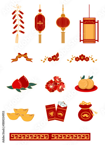 Traditional Chinese New Year Elements, Lunar New Year Celebration Set