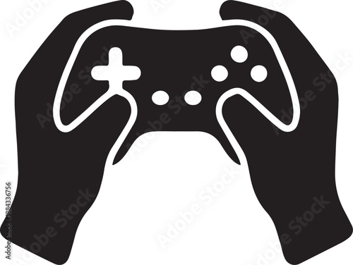Black Silhouette of Hands Holding Video Game Controller Icon