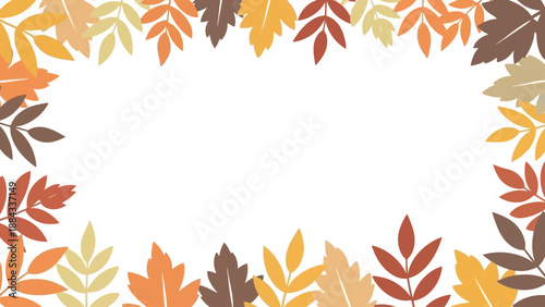 Autumn Leaves Frame Colorful Foliage Border for Fall Season.