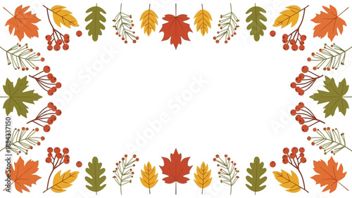 Autumn Leaves Frame Vibrant Fall Foliage Border for Seasonal Designs.