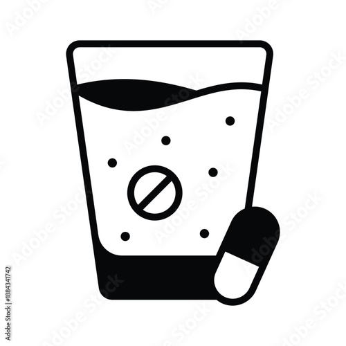 Here is a modern glyph icon of medicine intake in trendy style