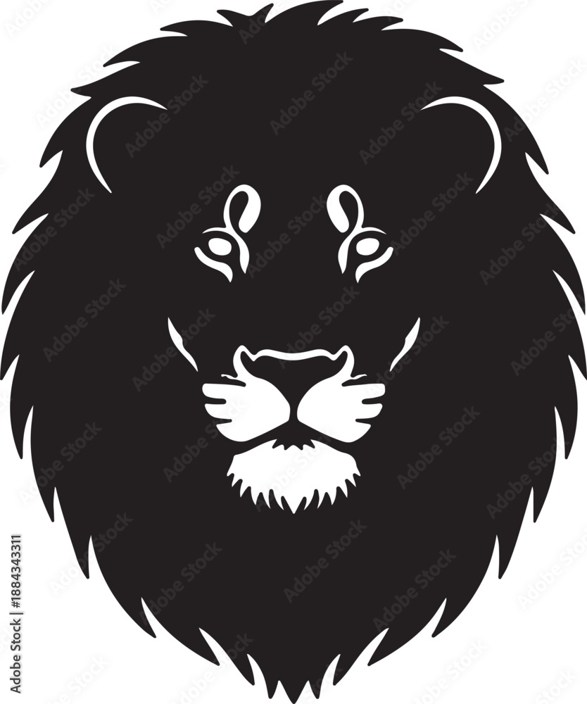 Fototapeta premium Lion head zoom in silhouette white background
