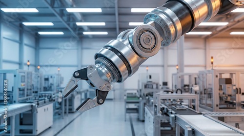 Industrial Robotic Arm Operating in Modern Factory