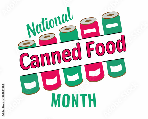 National Canned Food Month Vector Illustration, Food Preservation and Pantry Awareness Design