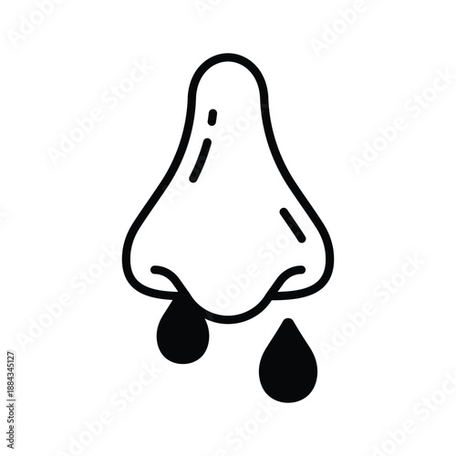 Nose Bleeding, nasal injury glyph vector design in editable style