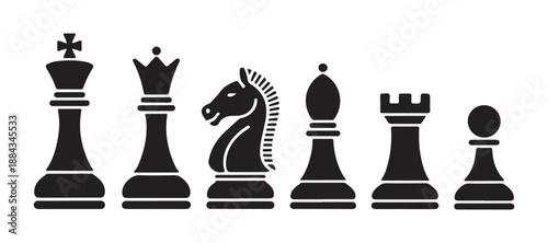 Set of chess pieces king queen bishop knight rook pawn isolated on white background vector illustration