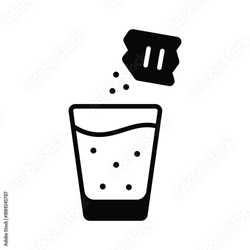 Medicine sachet intake glyph icon, oral healthcare treatment dosage