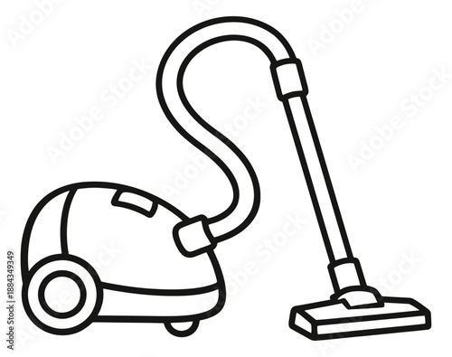 Line art illustration of a vacuum cleaner depicting a household appliance for home cleaning
