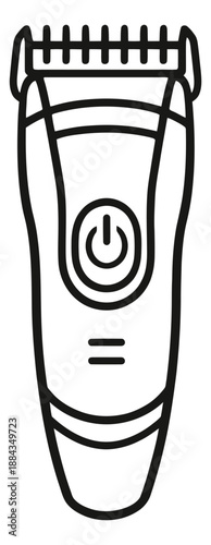 Line art illustration of a hair trimmer depicting a grooming tool for personal hygiene