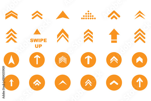 Swipe icon set. Swipe up arrow icons. Arrow buttons for social media. Scroll pictogram. Web icons. Vector illustration. stock illustration